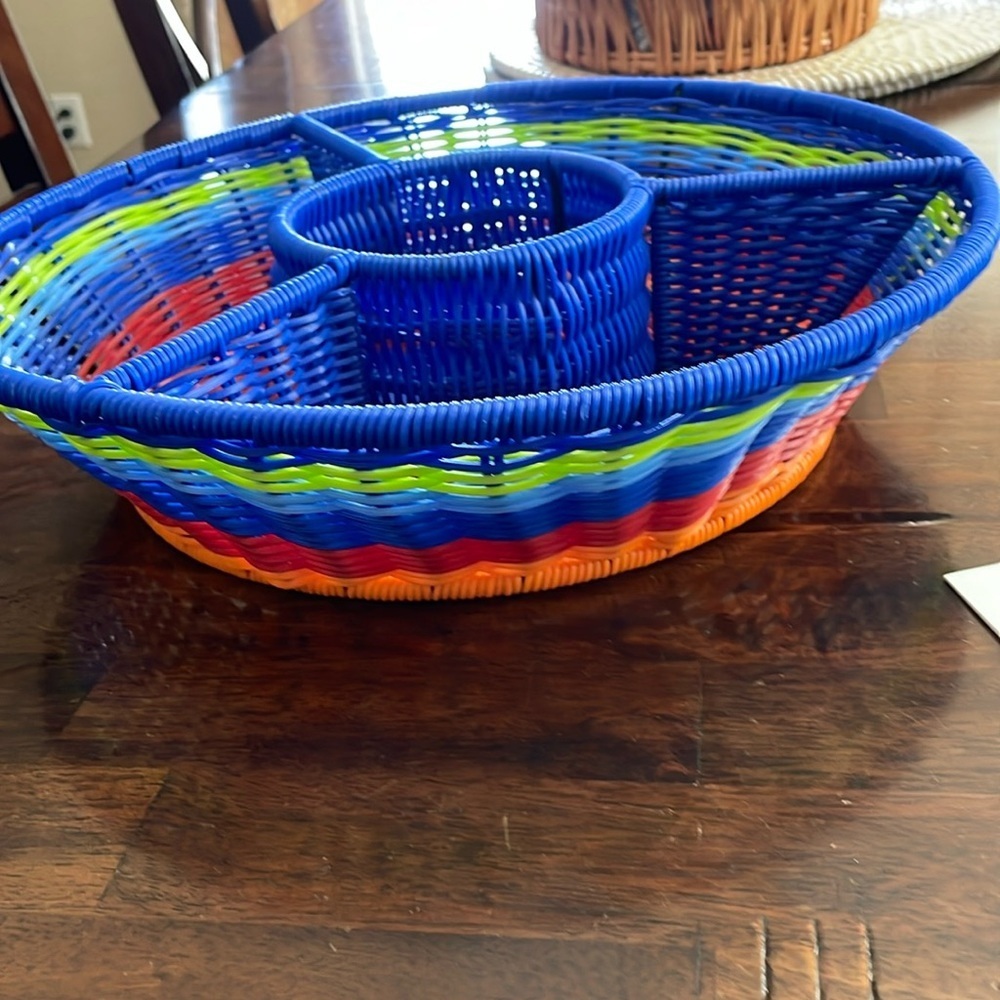 Multi colored basket tray craft bowl